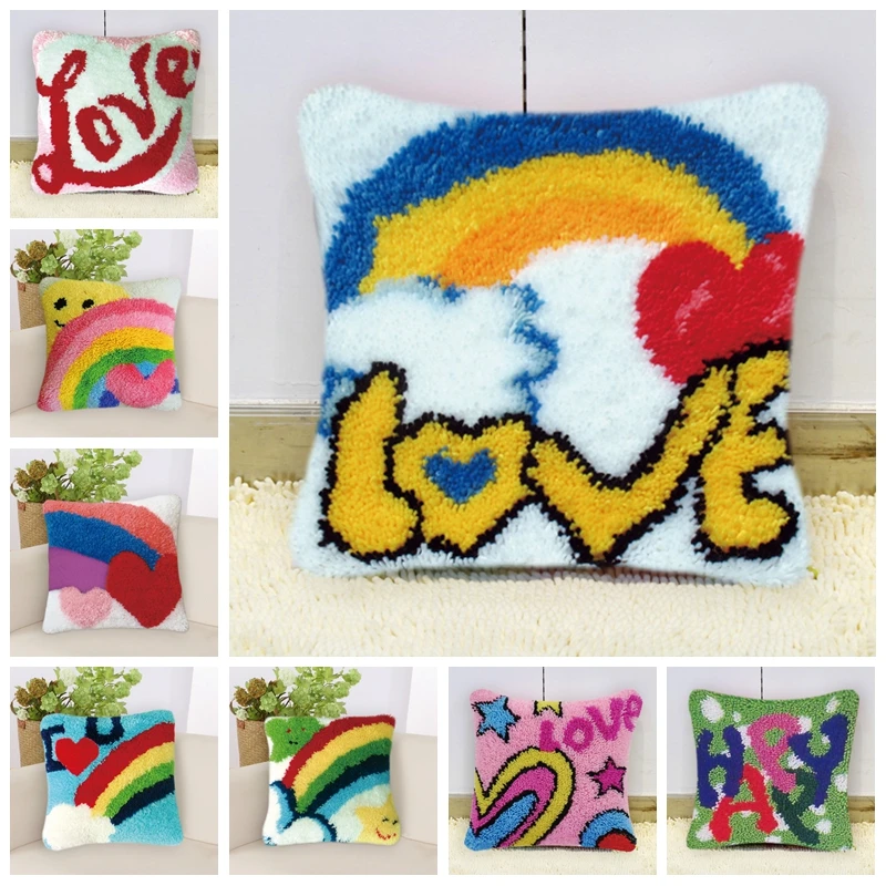 Чехол с мультяшным радужным ковер Вышивка Подушка фоамиран для самостоятельного