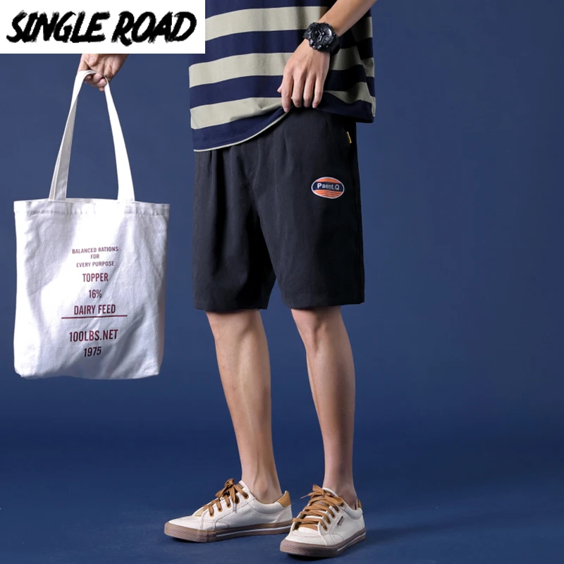 Мужские шорты в стиле хип хоп SingleRoad Японская уличная одежда с принтом Летние