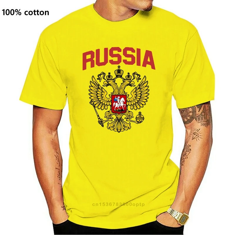 

New Men Cotton Russian Empire Coat Of Arms Of Russia T Shirt Short Sleeve Round Neck Eagle Print Tshirt Gift Tee Merchandise