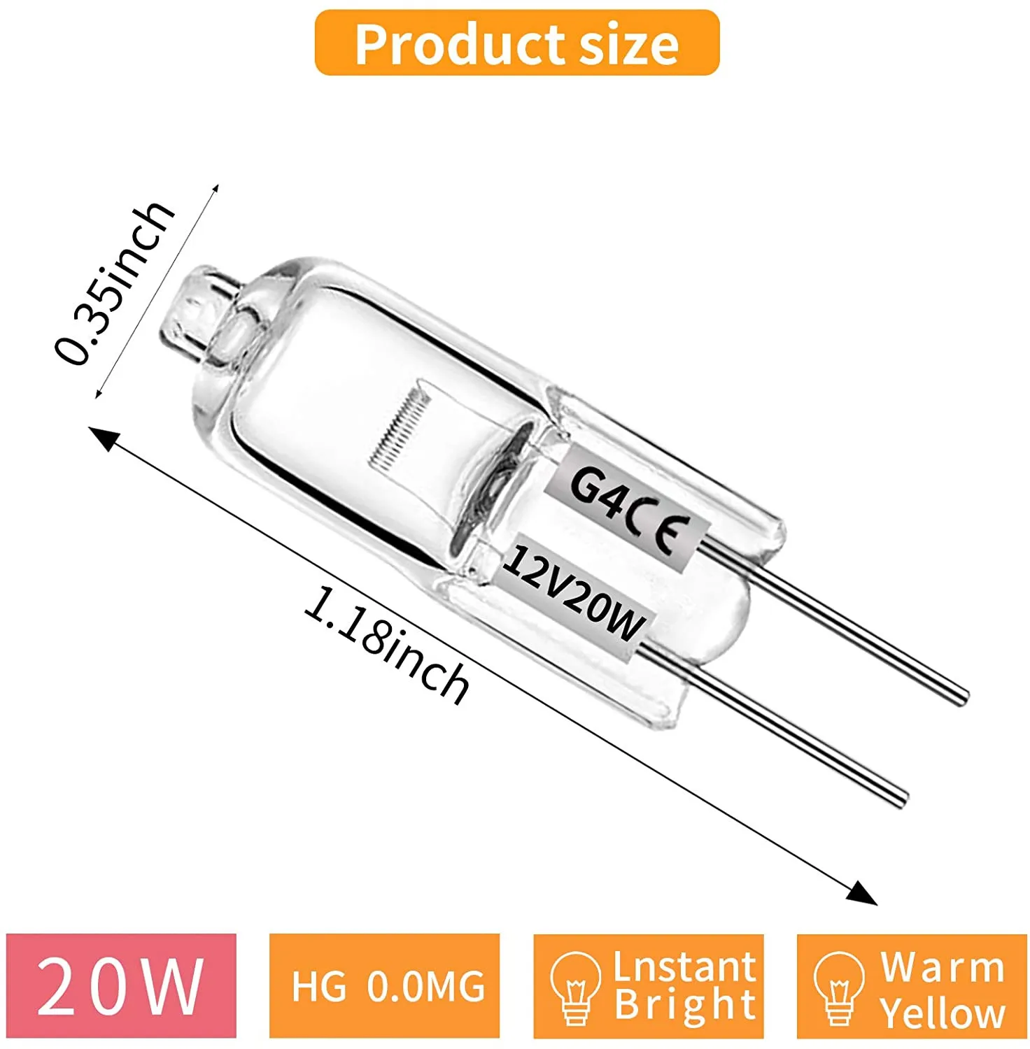 

55#20 Pcs Halogen Light Bulbs Warm White Light Clear Capsule for Signal Lights Home Decoration Lamp Lights Crystal Chandelier