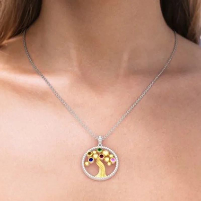 

Fashion Trend Exquisite Tree of Life Round Lady Pendant Necklace Party Party Accessories Holiday Birthday Gift Jewelry Wholesale