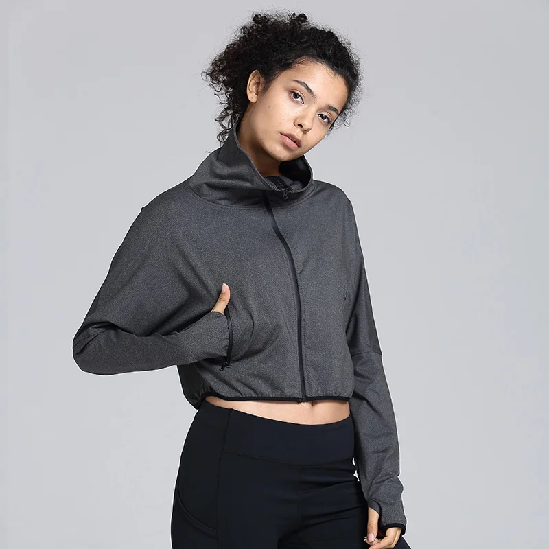 dark grey COPOZZ женское спортивное пальто для йоги куртка на молнии для бега Кофты для спортзала пальто для девочек костюмы для фитнеса Спортивное пальто спортивная одежда - Цвет: dark grey