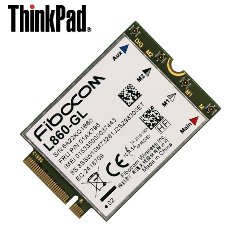 Fibocom L860-GL Intel XMM 7560 LTE-A Pro cat16 1gbps WWAN  Thinkpad P43s, T490, X1 Carbon 7th Gen, X1 Yoga 4th Gen