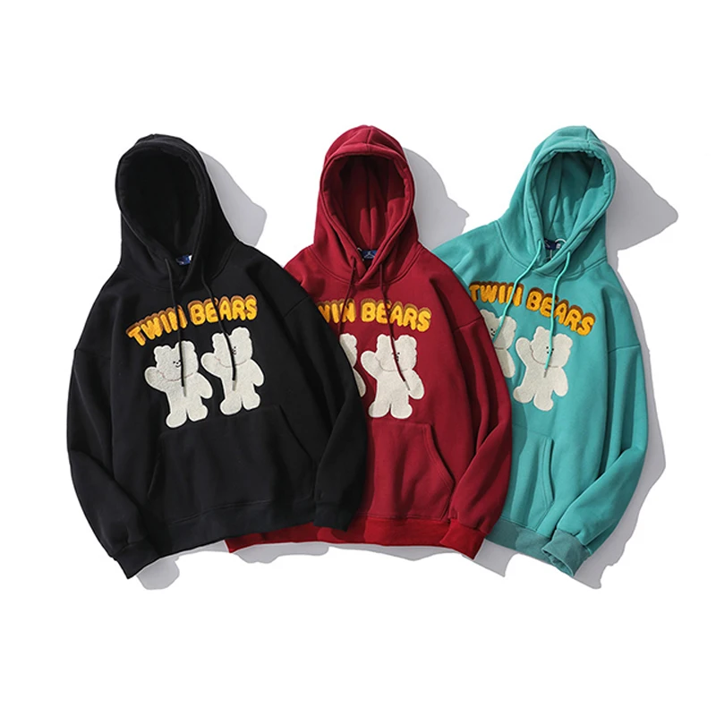 

Women Sweatshirts Autumn Casual Vintage Bear Letter Harajuku Oversized Hooded Pullover Streetwear Long Sleeve Female Clothing