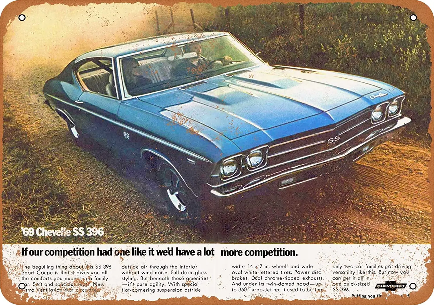 

WallColor 8*12 металлический знак 1969 Chevy Chevelle SS 396 винтажный вид 2