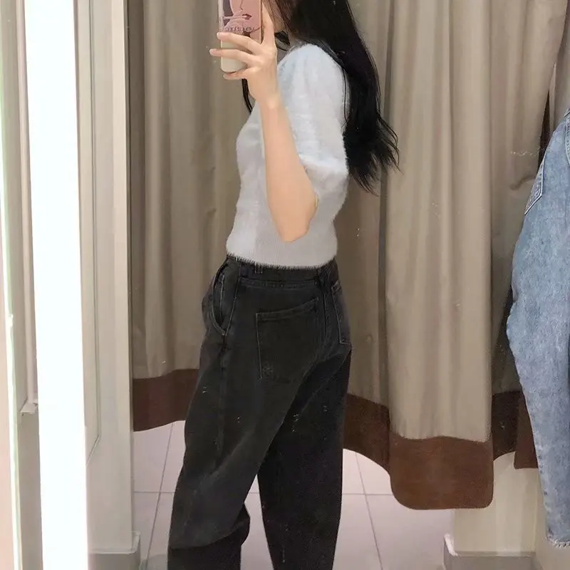 Dave&ampDi 2020 england high street loose mom jeans woman waist candy color Turnip denim pants boyfriend for women | Женская одежда