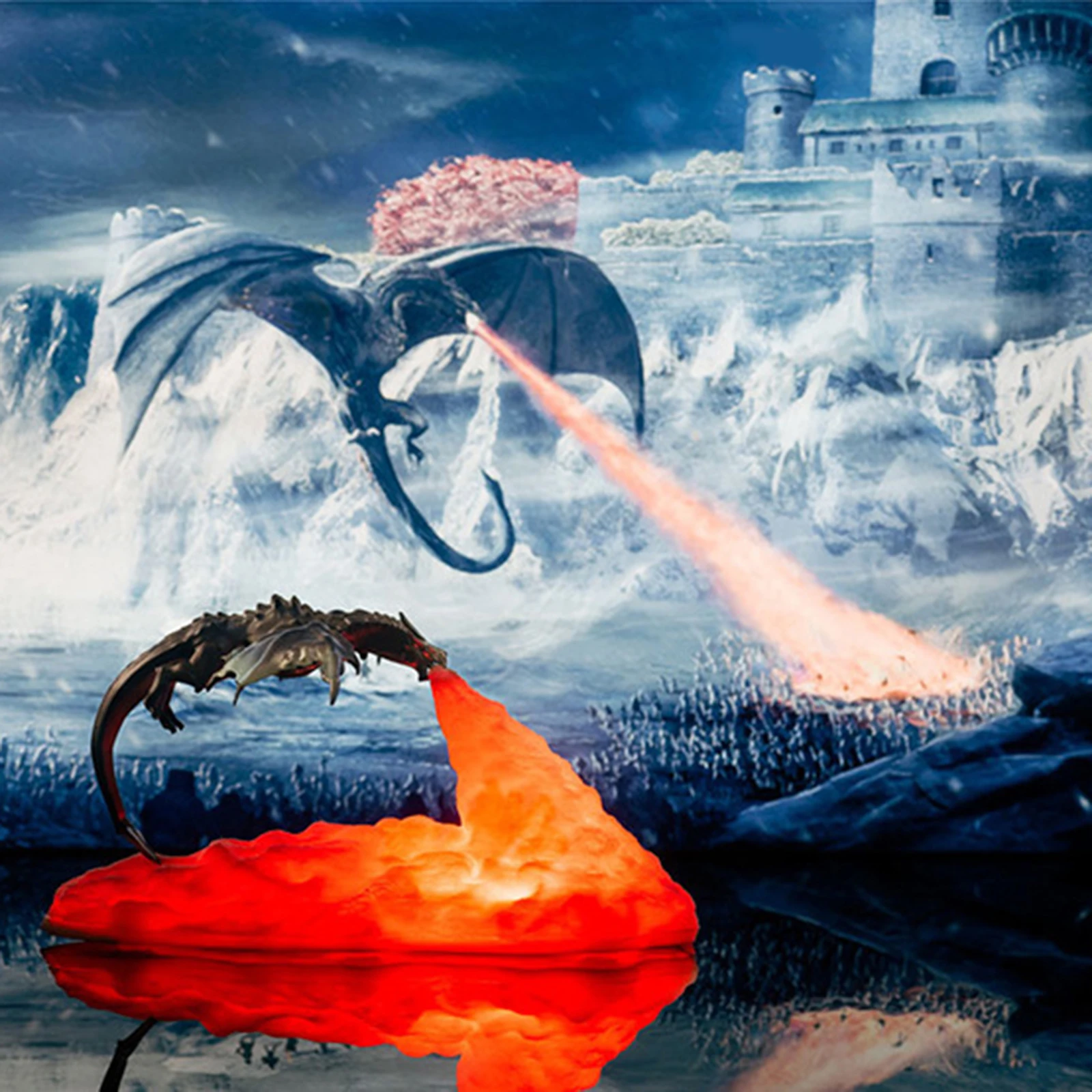 Ночник в виде дракона дышащего огнем ночник для детей 3D светильник подарок