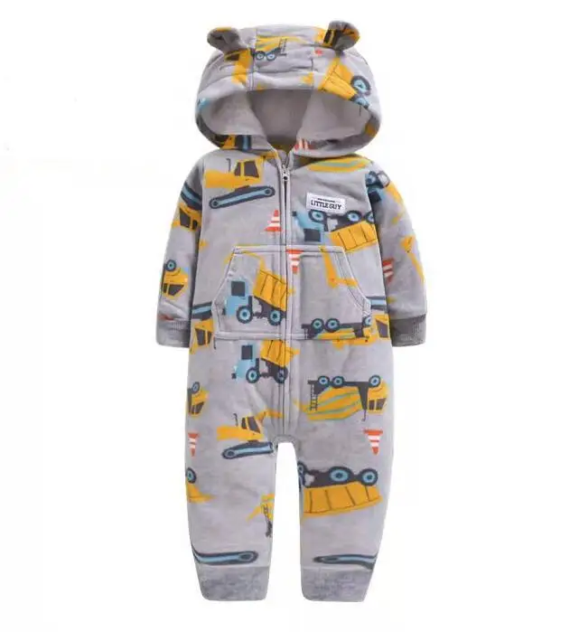 Gray truck Зимняя одежда bebes, комбинезон для девочек, пижамы для младенцев, флисовый Детский комбинезон с капюшоном, детская одежда с рисунком лисы, теплая одежда для маленьких мальчиков - Цвет: Gray truck