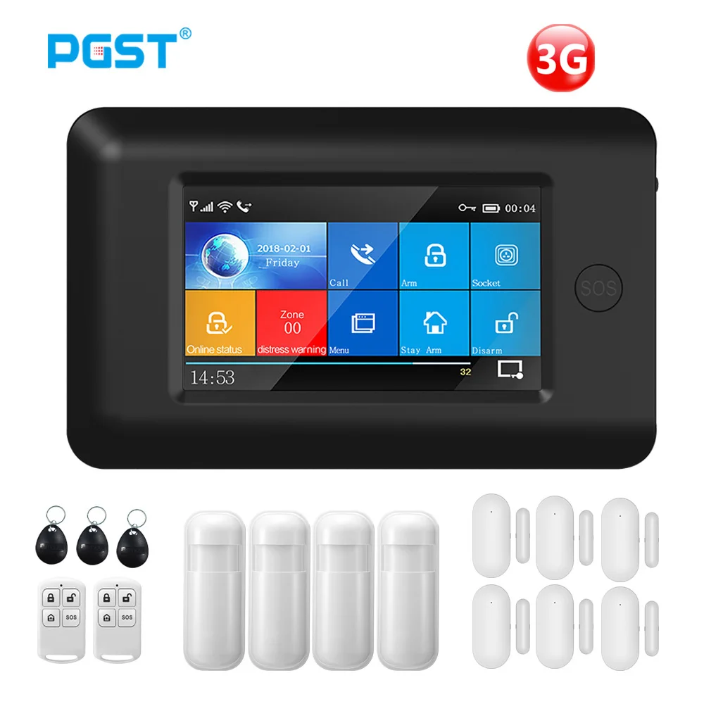 PGST 106 Home Security WiFi 3G Alarm System 433MHz Remote Control RFID Card Arm Disarm Burglar Security Alarm Smart Home