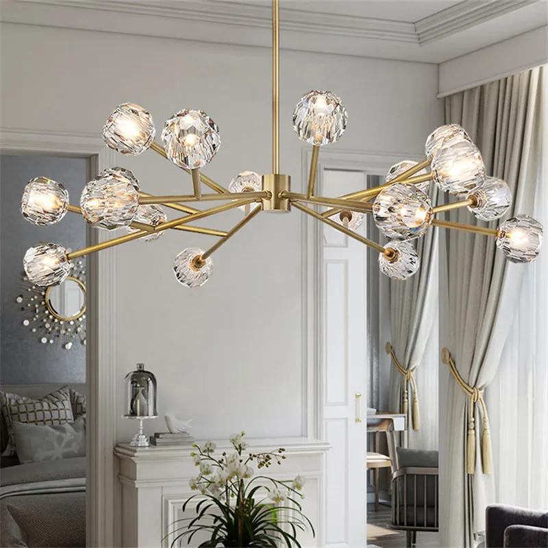 Хрустальный шар потолочное освещение золотые ветки дизайн потолочная лампа G9