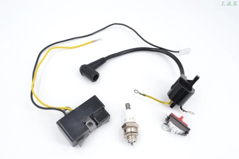 

2 Parts Ignition Coil Module Kit Spark Plug Set for Husqvarna 61 162 266 Jonsered 630 670 Chainsaw Old Type Ignition Coil Set