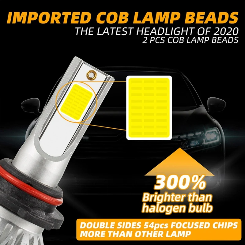 

2X 9006/HB4 LED Headlight High Low Beam Kit 4000W 30000LM Bulbs White 6500K