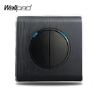 2 кнопочный переключатель Wallpad, черный матовый пластиковый кнопочный переключатель со светодиодный ным индикатором CE