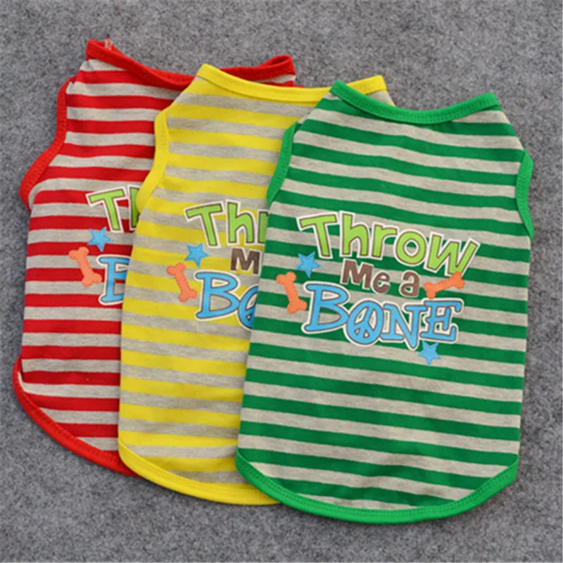 

1pc Dog Clothes Soft Cotton T-shirt Thin Vest Striped Round Neck T-shirt For Small And Medium Dogs Pet Puppy Vest T-shirt Dog