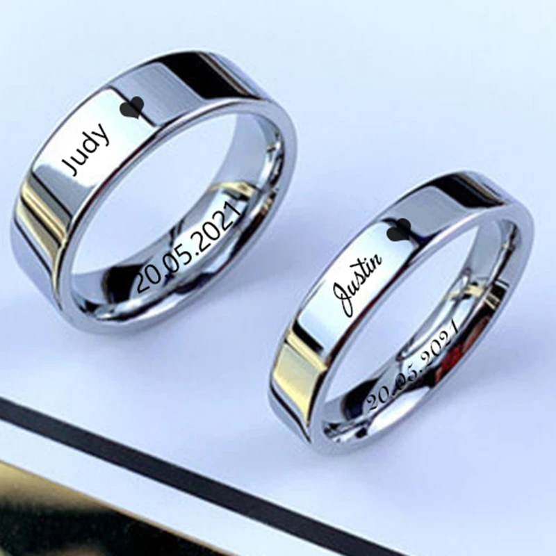 

Мужское и женское гладкое кольцо из нержавеющей стали, 8 мм, 6 мм