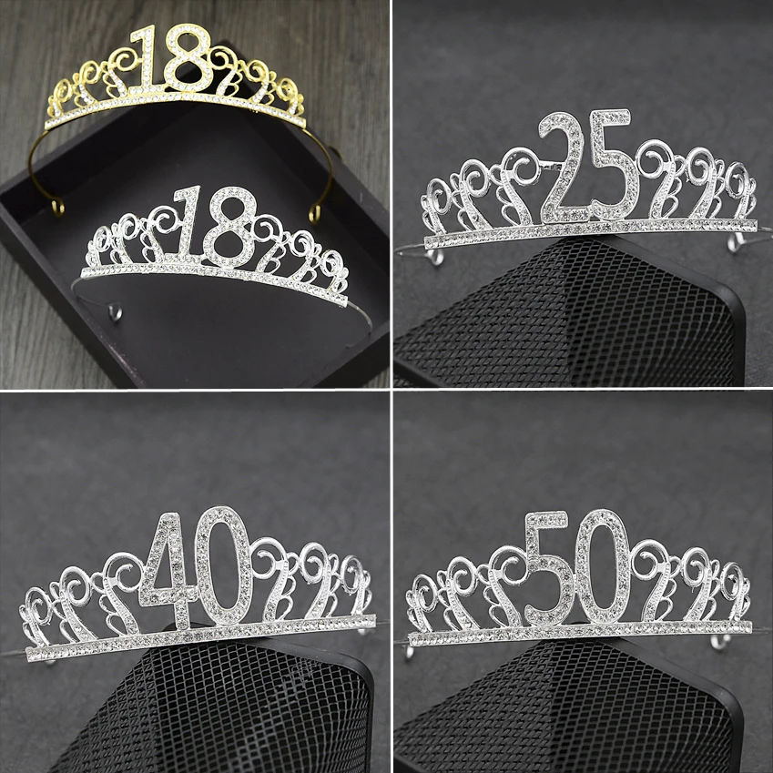 Диадемы 18 лет стразы повязки на голову для дня рождения корона торт