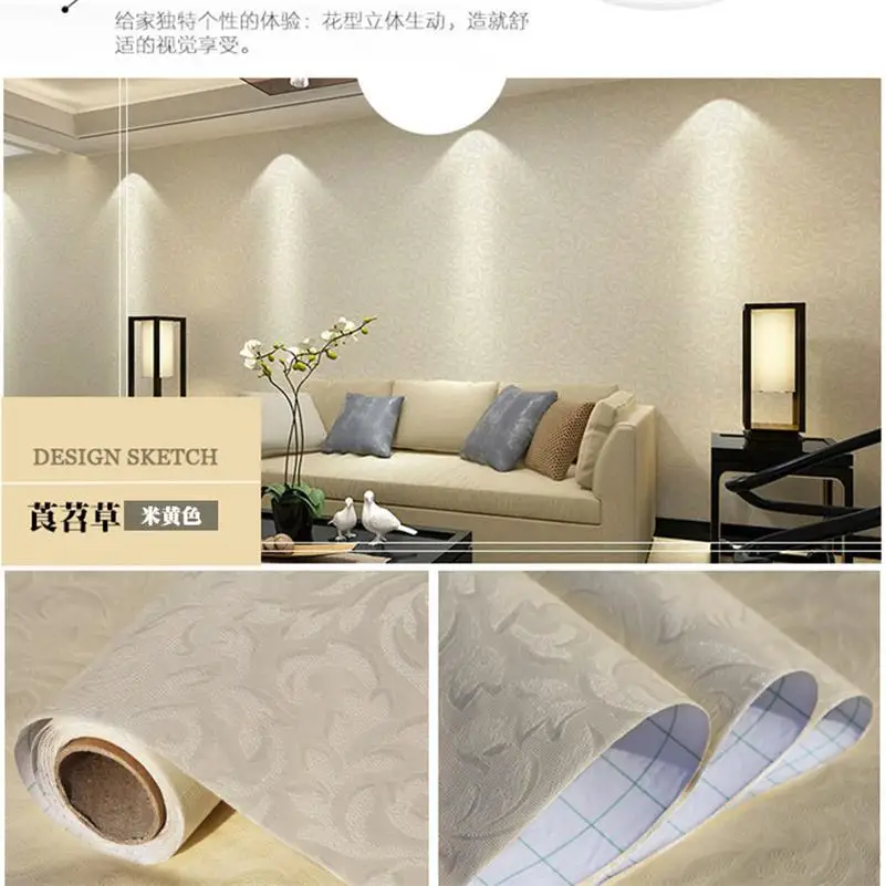 Light Yellow Классические цветки пиона и розы цветочные обои рулоны ПВХ самоклеющиеся обои для гостиной спальни домашний декор настенные покрытия - Цвет: Light Yellow