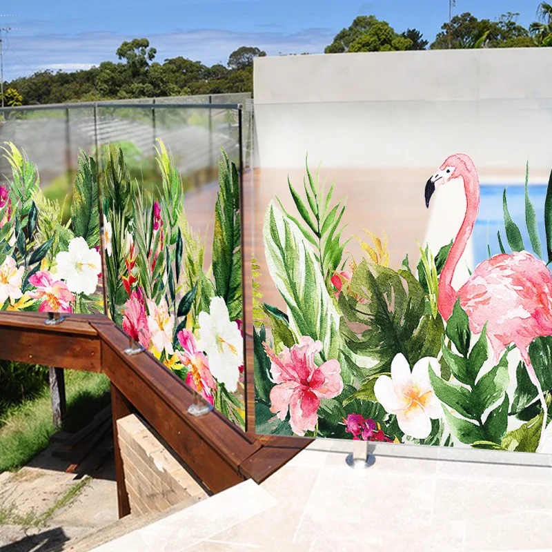 Настенная Наклейка в скандинавском стиле с цветами фламинго двусторонняя