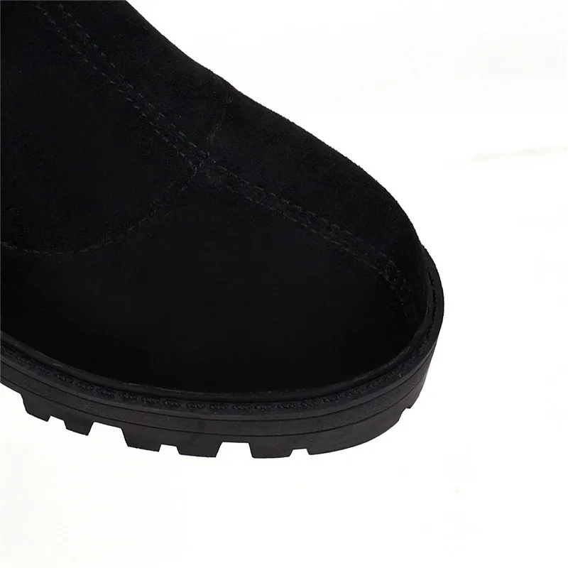 ASUMER 2020 plus size 43 ankle boots women flock round toe zipper square heels platform comfortable casual shoes woman | Обувь