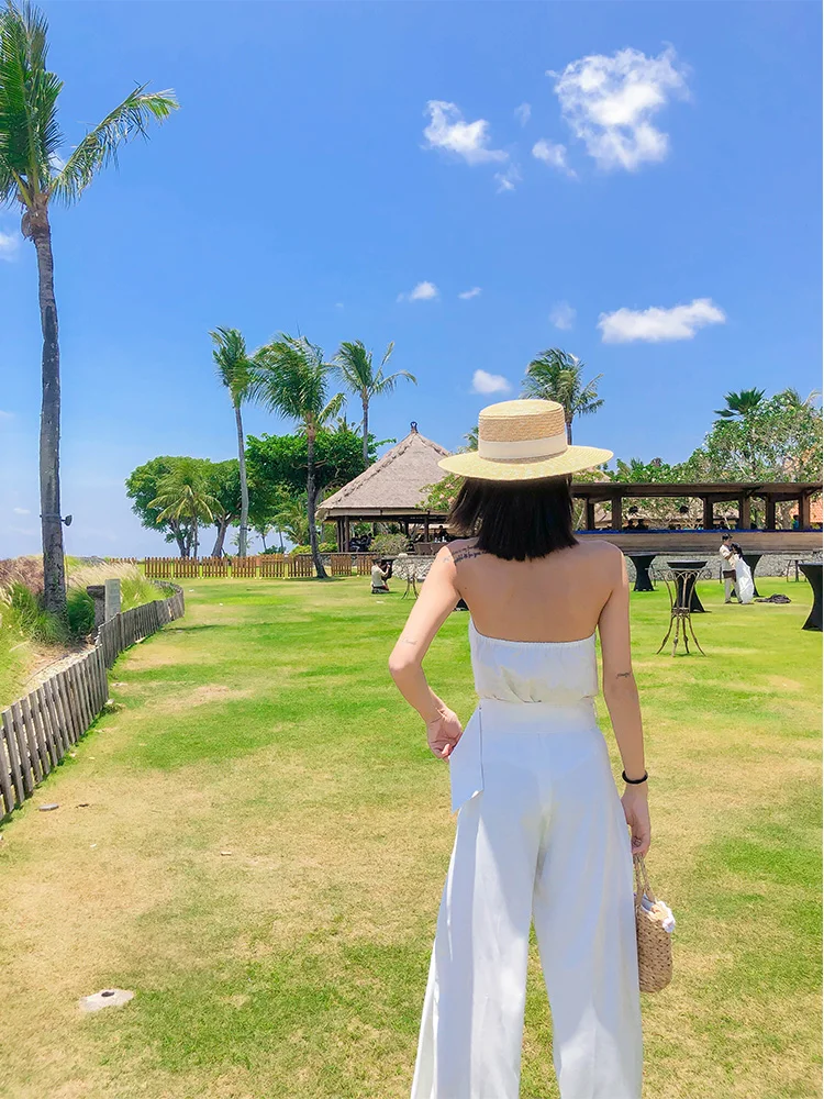 Женский сексуальный комплект из топа и брюк однотонный белый топ с открытыми