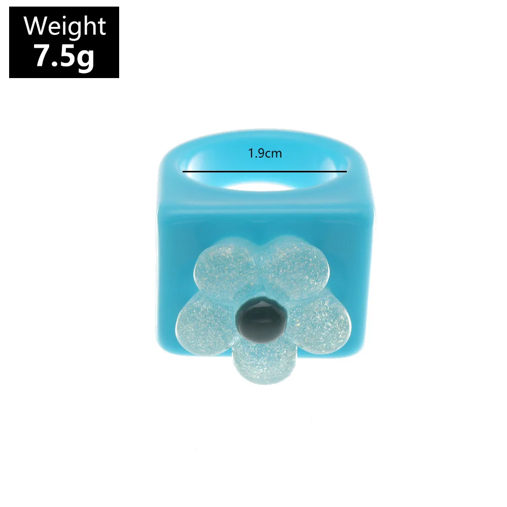 

Personality Fresh Flower Rings Cute Sweet Girls Resin Plastic Geometric Floral Womens Wedding Rings Jewelry For Spring Summer