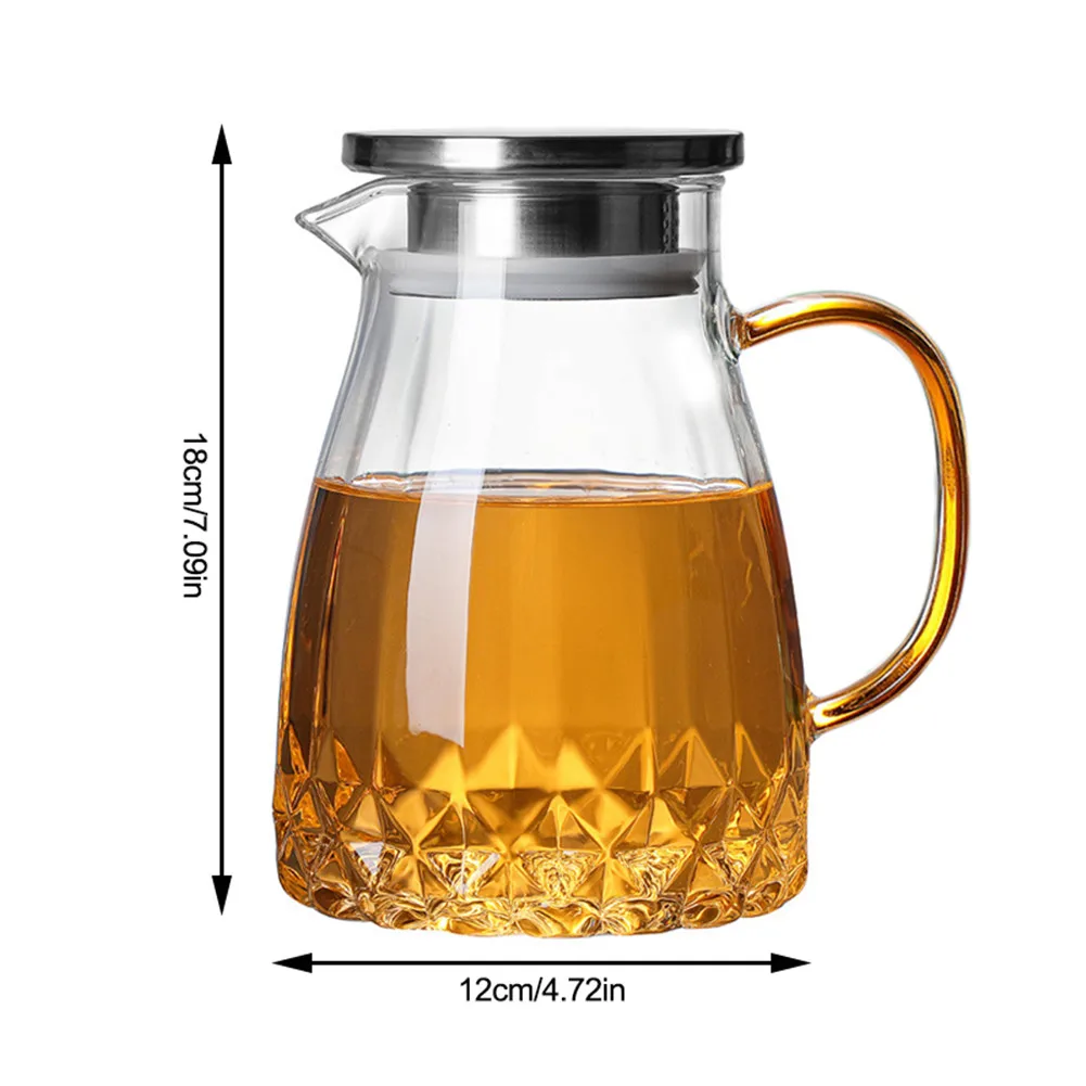 

Glass Pitcher Large Capacity Tea Pitcher with Lid Household Glass Water Jug Tea Pot for Hot Cold Tea Juice