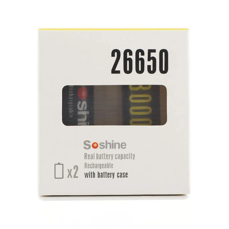 2 шт./лот Soshine LiFePO4 26650 3 в 3200 мАч перезаряжаемая батарея с защитой и зарядным