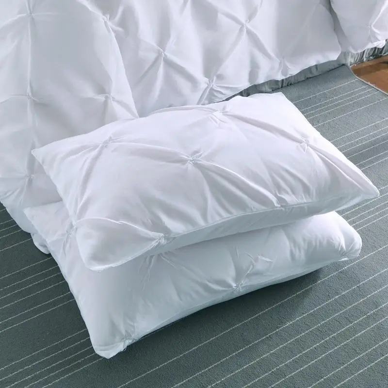 

21 1/2Pcs White Pillowcase Pinch Pleat Pillow Cases Polyester Fabric 50x70cm Pillow Covers Solid Color Hotel Pillowcases