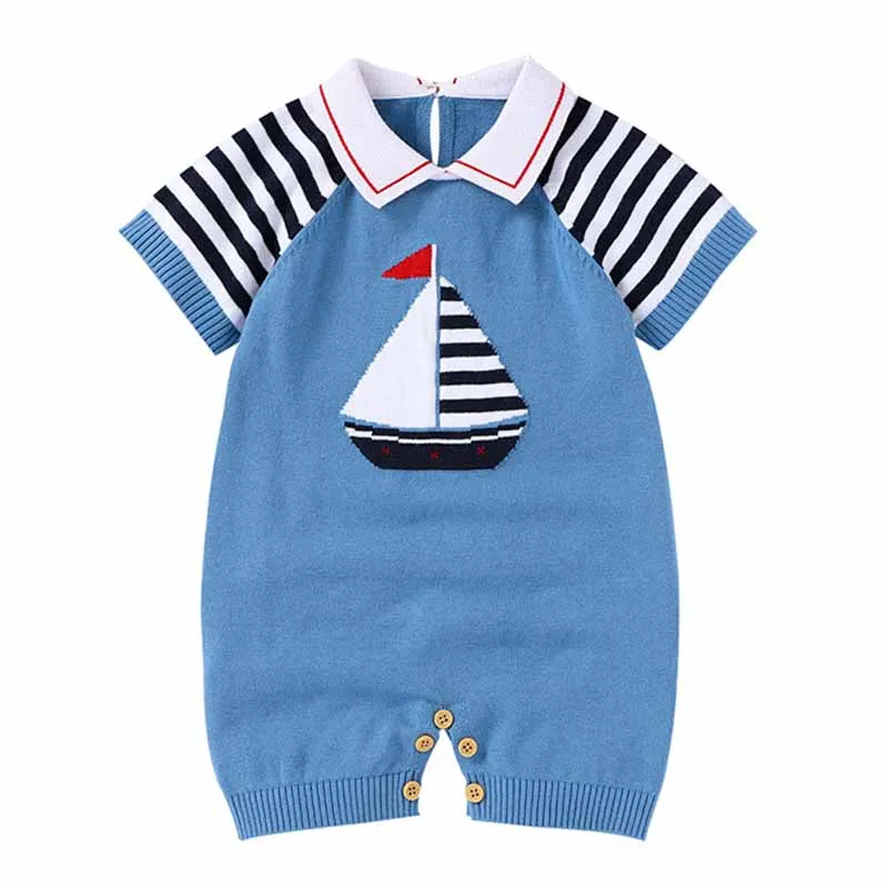 

Knitted Baby Romper Jumpsuit Newborn Baby Boy Romper Stripe Short Sleeve Baby Jumpsuit Clothes Cotton Infant Toddler Romper