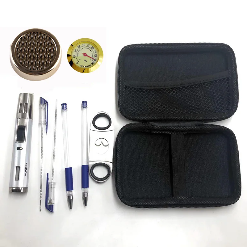 Двойная прямая синяя газовая зажигалка с пламенем и резаком для сигар