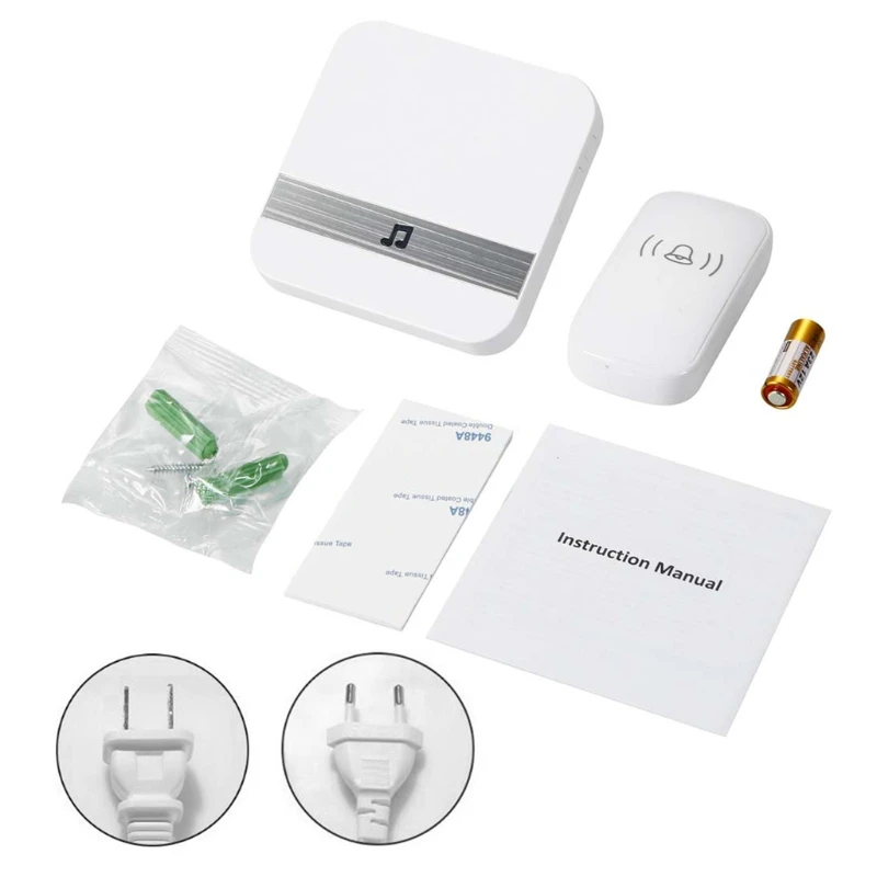 

EU US Plug AC 90-260V Wireless Doorbell 52 Rings 300M Remote Distance Touch Button Doorbell 5 levels adjustable volume