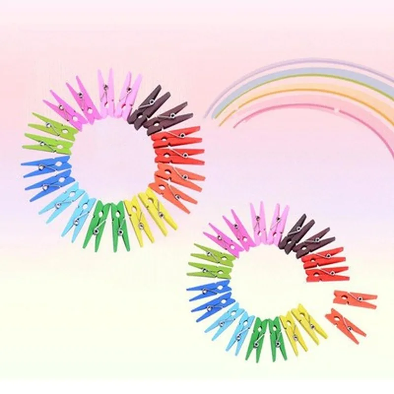 Качественные Разноцветные деревянные Мини прищепки 30 мм для фотобумаги