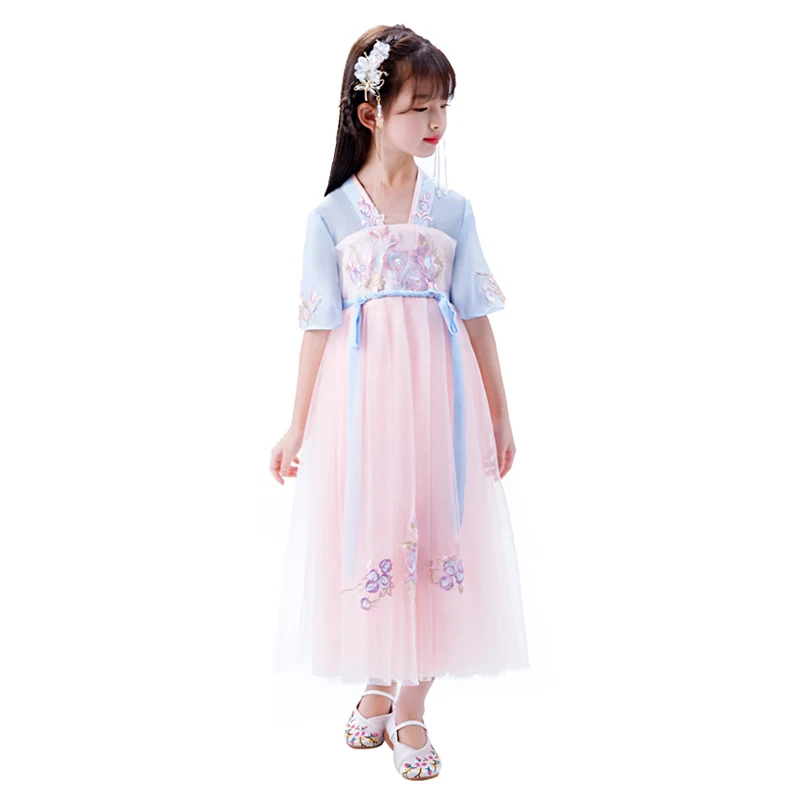 

Hanfu girls summer new children's costume costume chest dress skirt Chinese dress super wind elegant dress