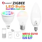 Умный Точечный светильник ильник GLEDOPTO ZigBee, 3,0 RGB + CCT, лампа-свеча, MR16, GU10, E26, E12, E14, E27, работает с alexa