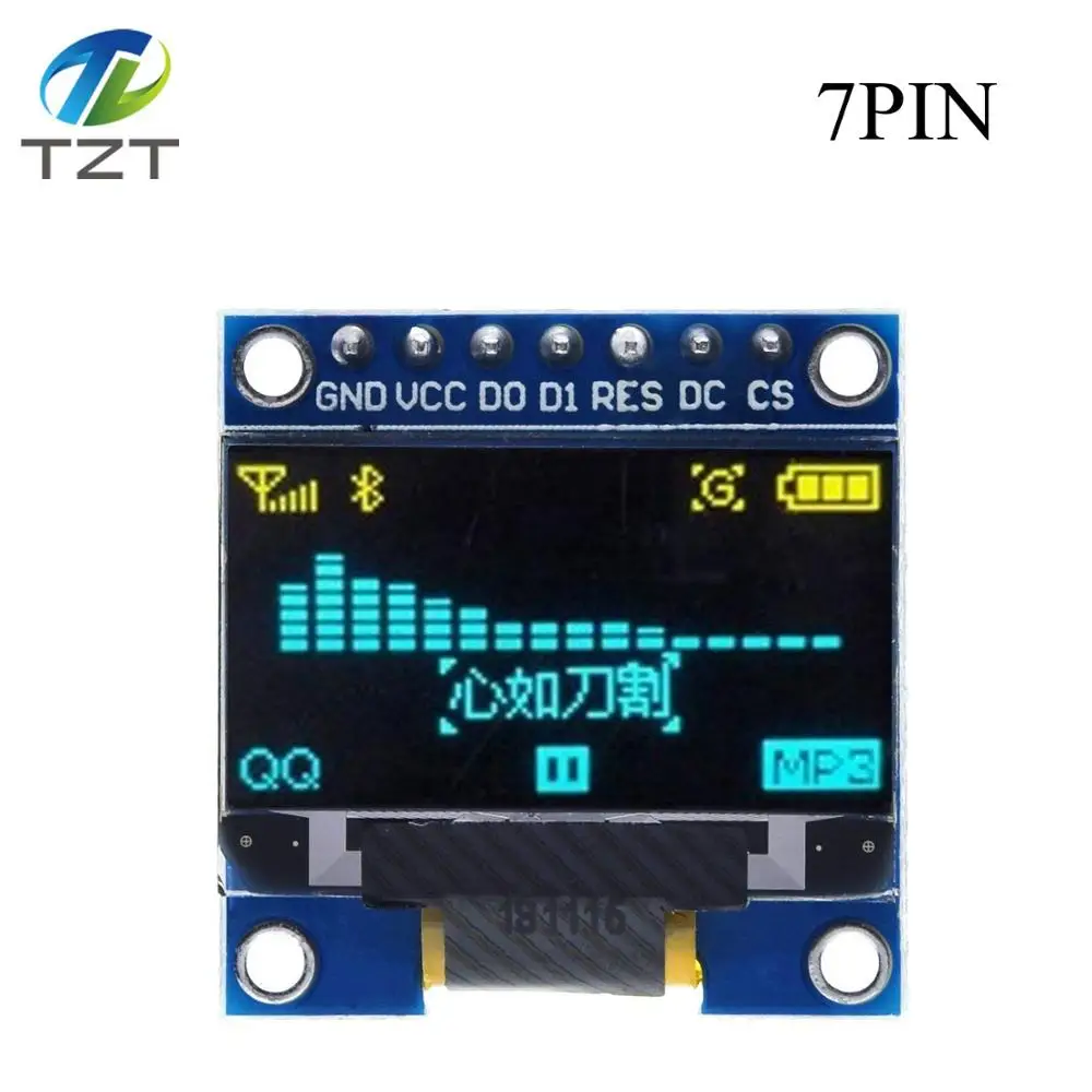 TZT 0.96 inch IIC Serial White OLED Display Module 128X64 I2C SSD1306 12864 LCD Screen Board GND VCC SCL SDA 0.96" for Arduino - Цвет: 0.96 7PIN Yellowblue