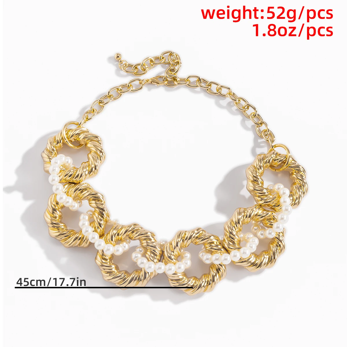 

Bohemian Simulated pearls Chain Necklace for Women Fashion Vintage Geometric Circle Choker Necklaces Punk Beads Female Jewelry