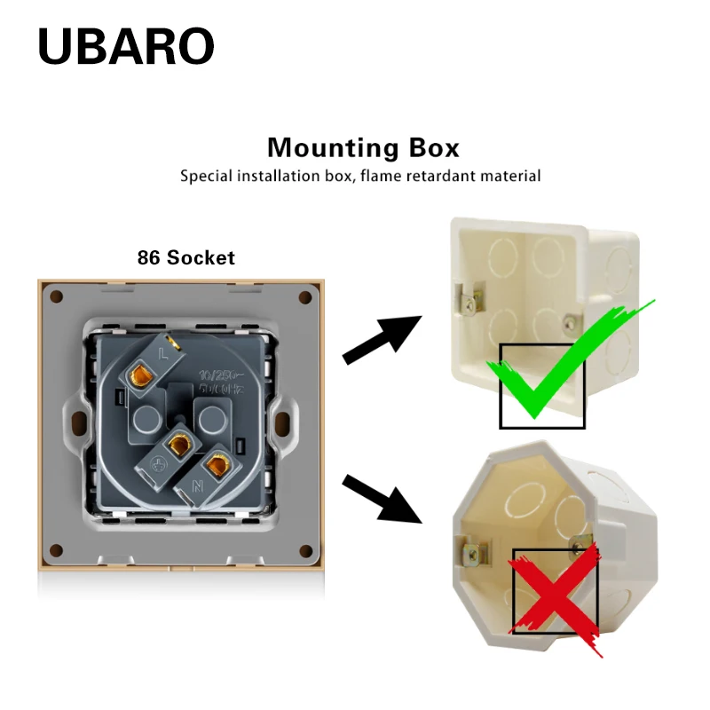 4 штуки/лот 86 тип 5 см розетка с нижней частью скрытого корпуса, белый ПК материал поверхность розетки с выключателем света на стене.