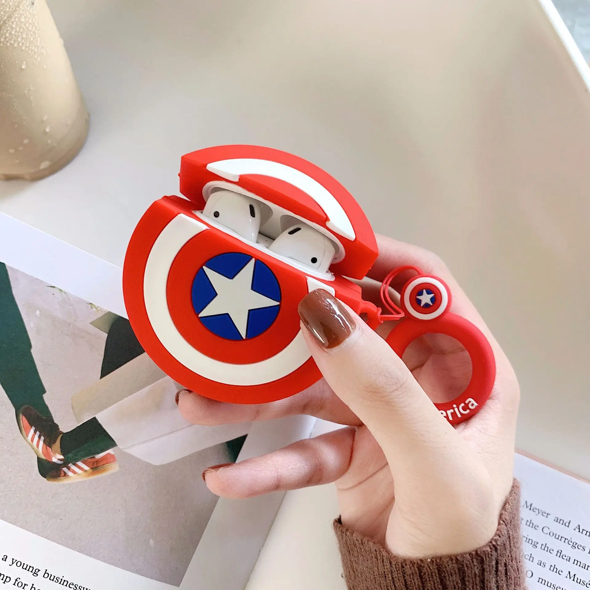 Чехол для Airpods Marvel Мстители Капитан Америка Бэтмен чехол наушников Apple 2 чехла Earpods