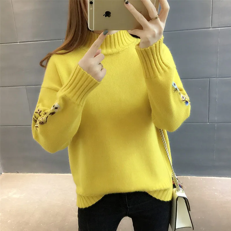 0 5 высокое качество женский модный свитер с высоким воротом Женский Топ теплый