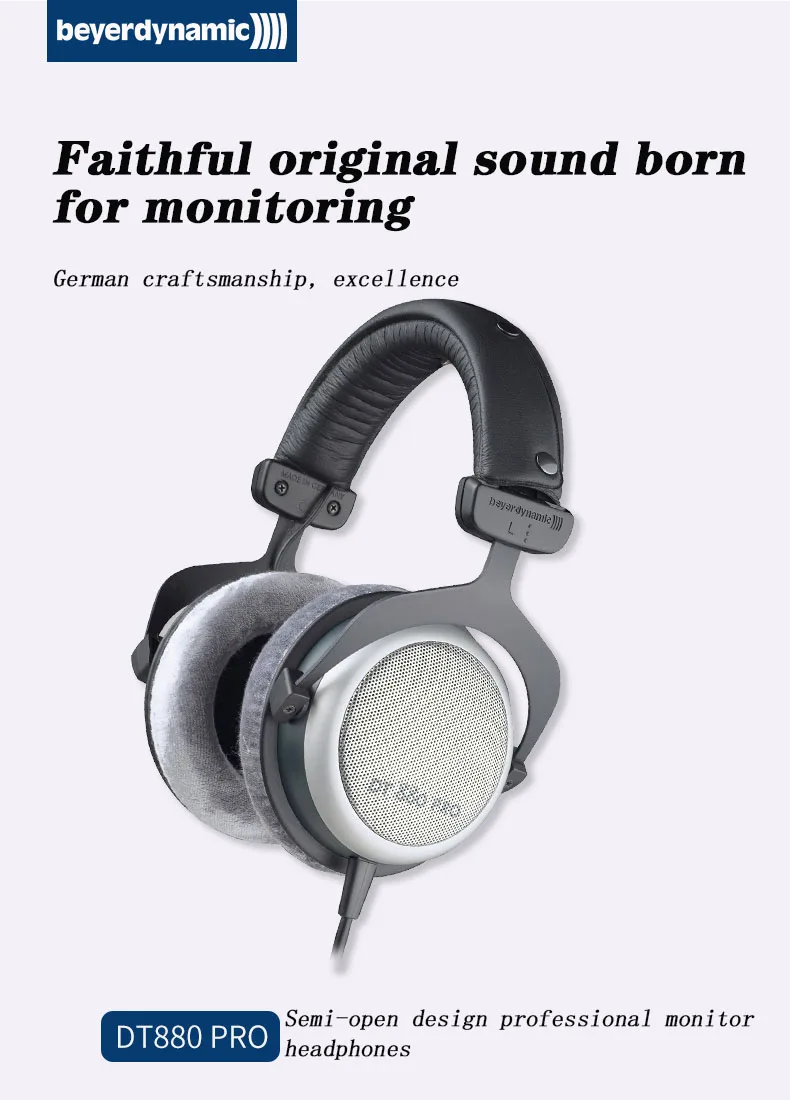 Профессиональные полуоткрытые наушники Beyerdynamic DT880 PRO Beyer с монитором|Наушники и