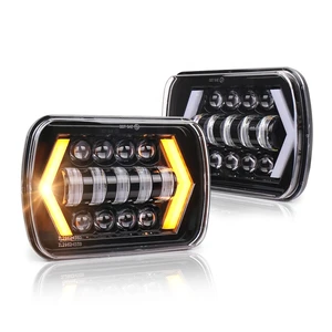 YOUSTAR Led Headlight 7x6 5x7 Inch Amber Sealed Beam Replacement Hi/Lo DRL Fits Wrangler YJ