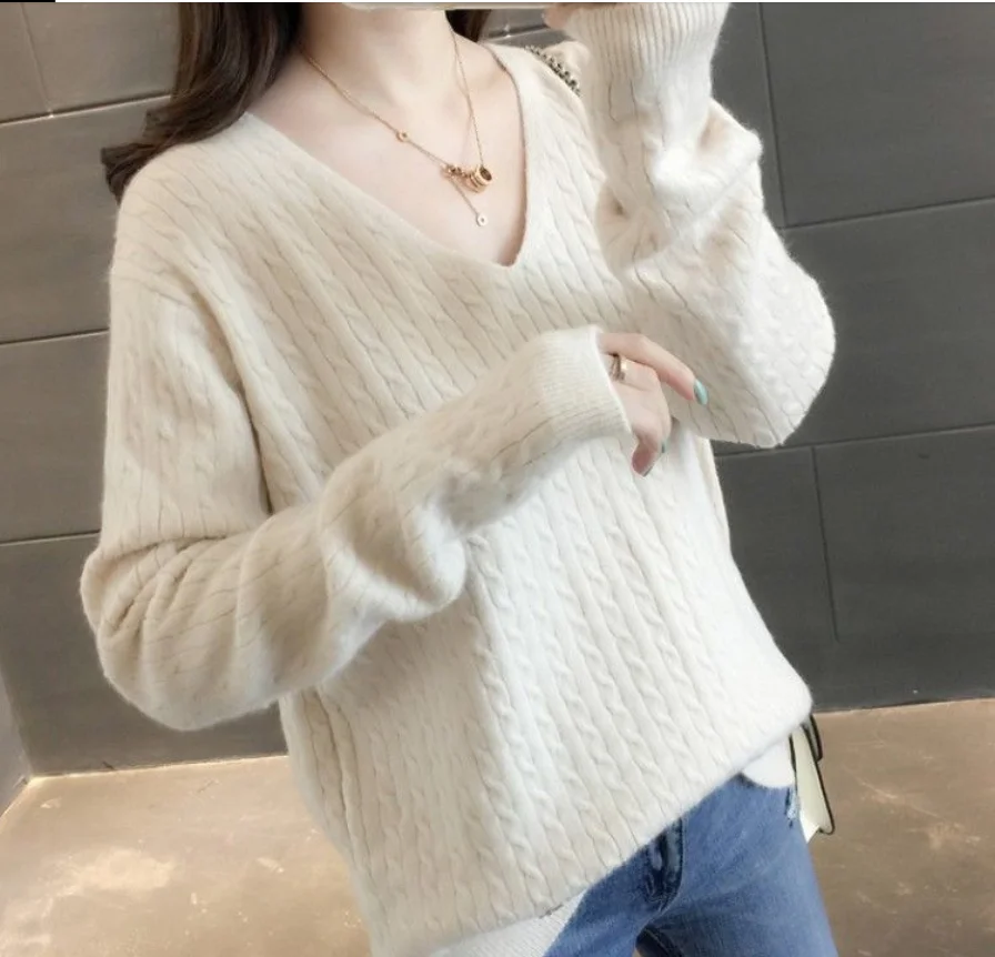 

Women Sweater Autumn Winter Long Sleeve Jumper 2021 Knitted Loose Fashion Black