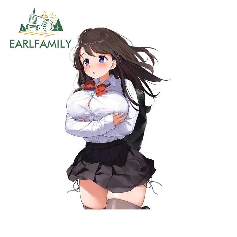 

EARLFAMILY, 13 см x 7,6 см, для аниме-девушек, автомобильные наклейки, водонепроницаемые, с защитой от царапин, для багажника, шлема, Декор, автомобиль...