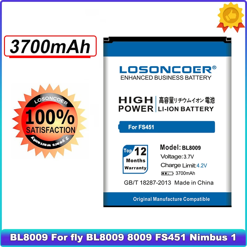 Аккумулятор LOSONCOER 3700 мАч BL8009 для Fly FS451 Nimbus 1 | Мобильные телефоны и аксессуары