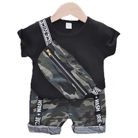 baby boy clothes set newborn boy suit short sleeve fixed backpack topsshorts 2pcs summer bebes camouflage sportswear 0 4 years
