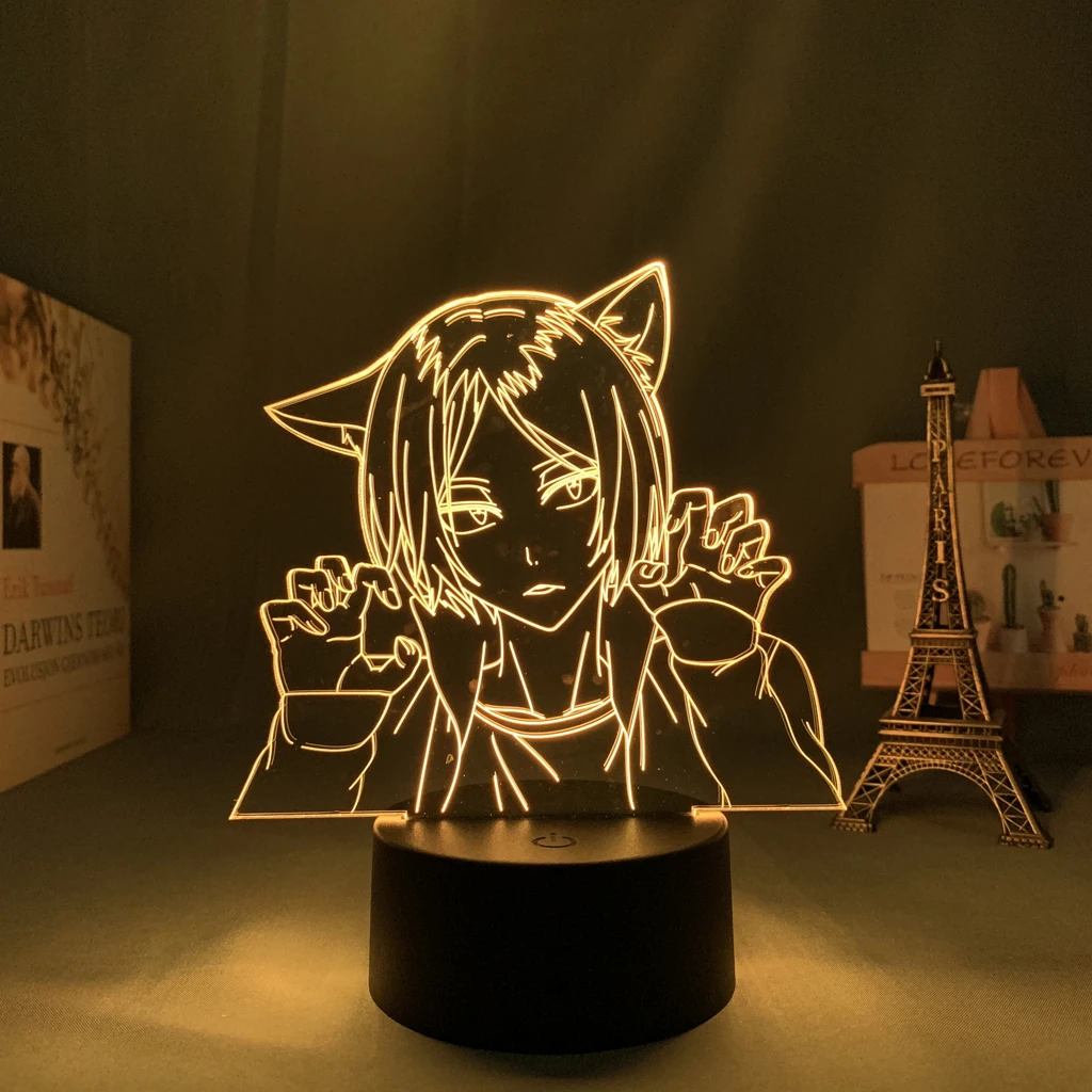 

Haikyuu Anime Kenma Kozume Cat LED Lamp for Bedroom Decoration Birthday Gift Color Changing Manga Haikyuu 3D Light