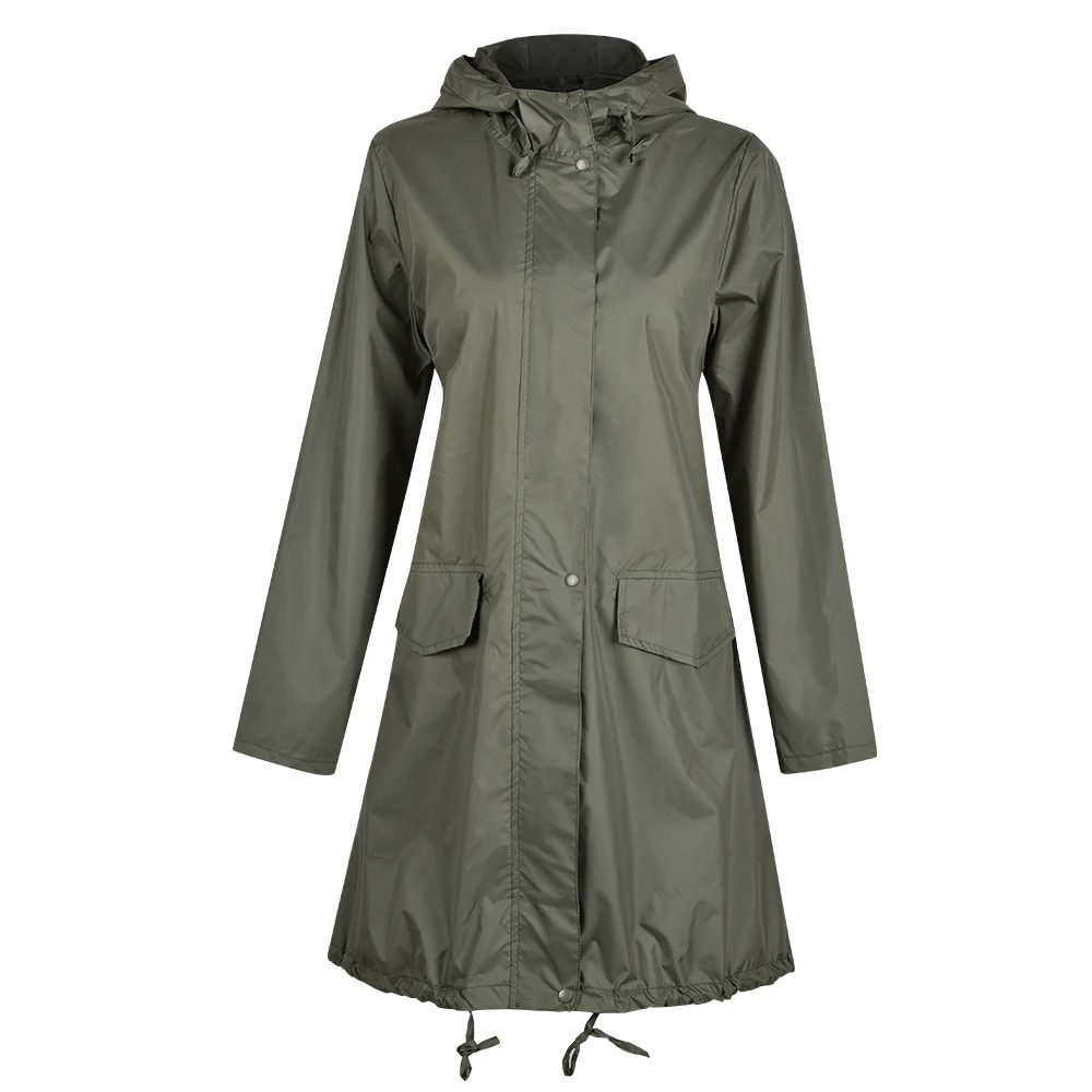 Женский дождевик армейский зеленый ветровка Женская длинная Осенняя зимняя