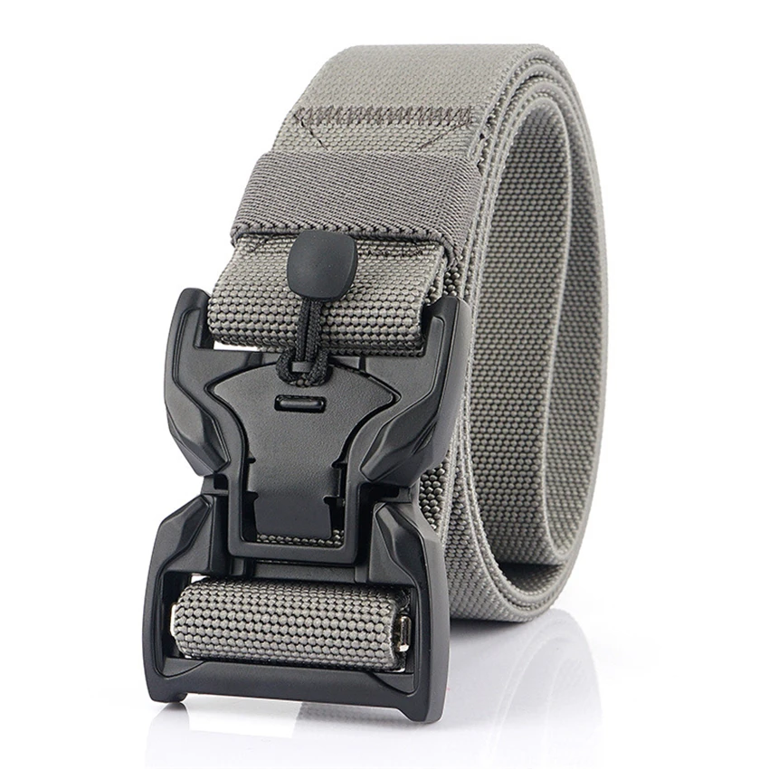 

New Quick Release Elastic Men's Belt Outdoor Military Belt Metal Magnetic Buckle Black Nylon Waistband For Pants Gym Accessories