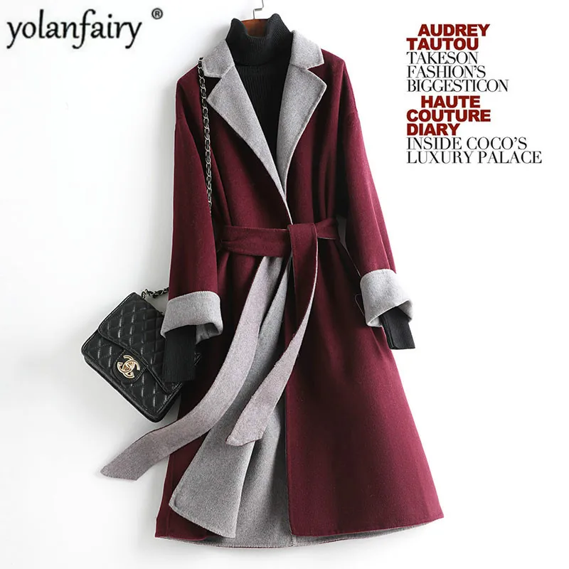 2020 длинное шерстяное пальто женское элегантное весеннее жакет Женская Осенняя