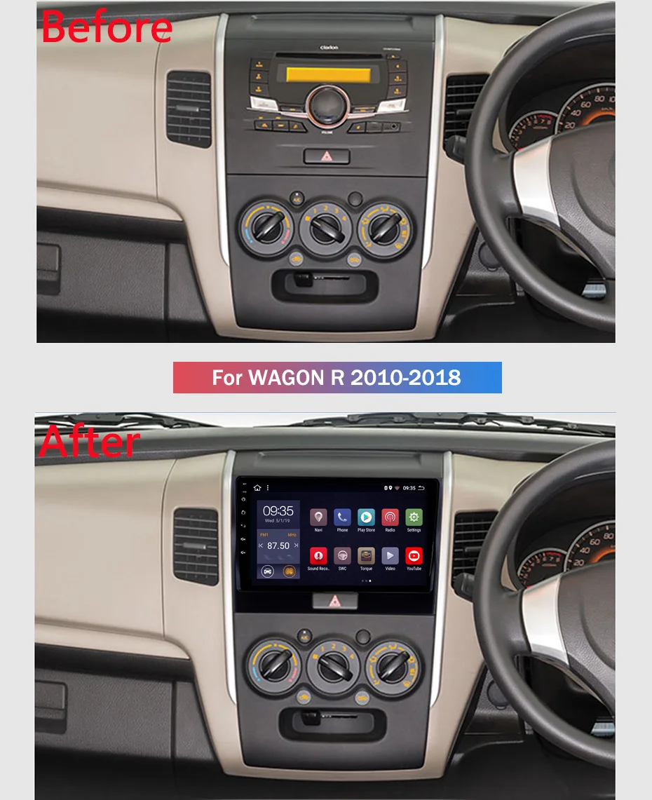 9-дюймовый 2.5D IPS HD мультисенсорный экран Android8.1 2G RAM 32G ROM NAVI для SUZUKI WAGON R + 2010-2018 с